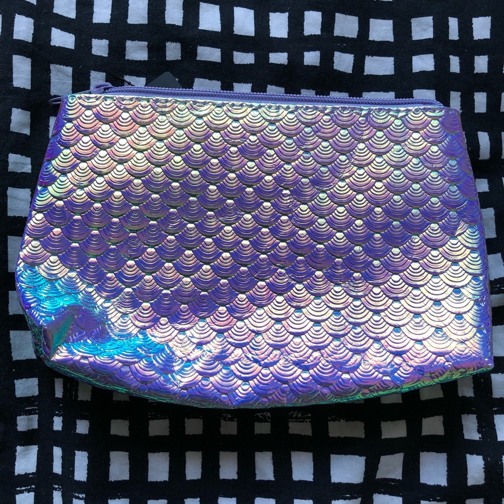 Iridescent mermaid scale makeup bag